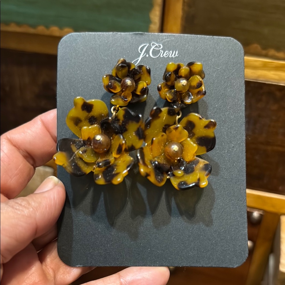 J.Crew Tortoiseshell Floral Earrings